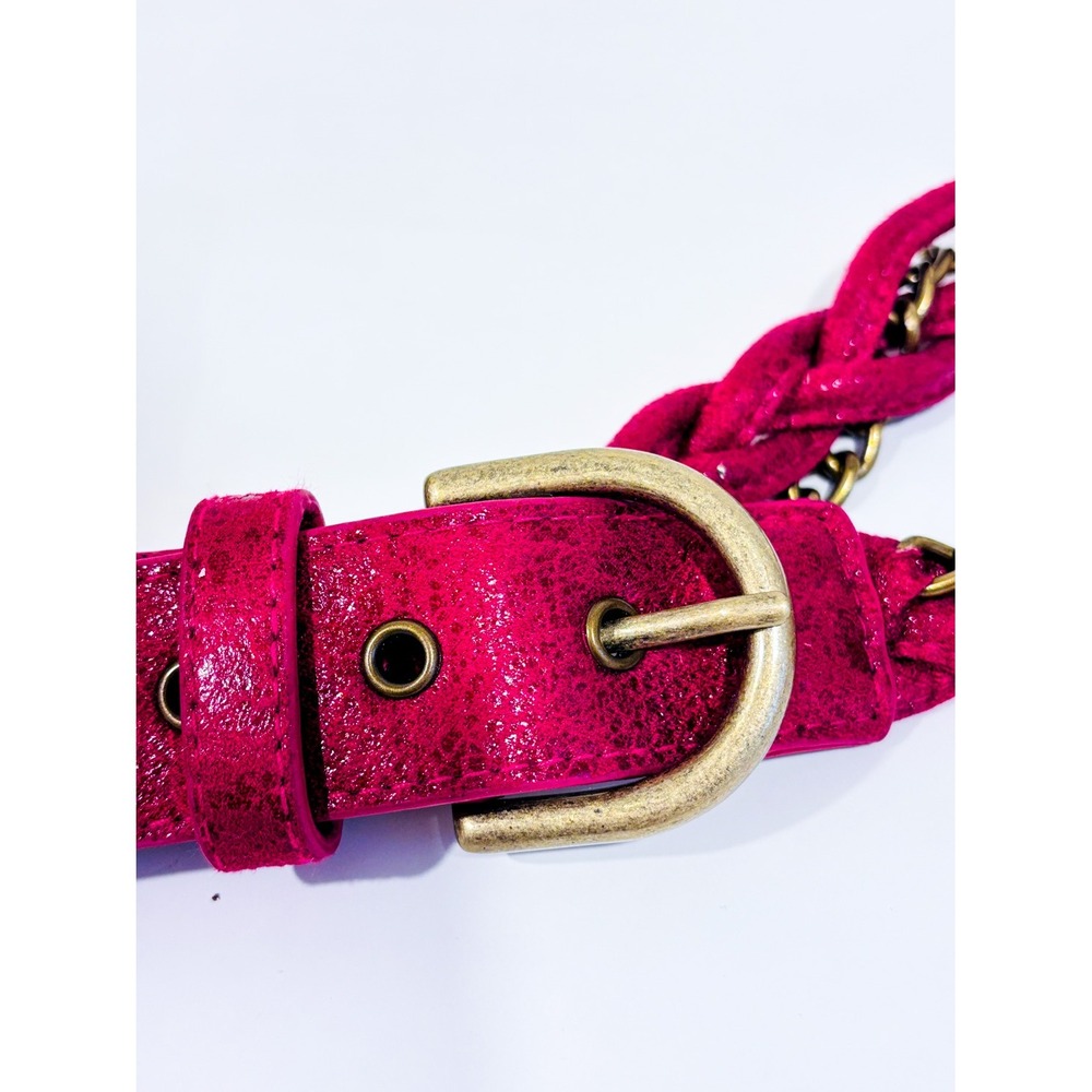MATT & NAT Raspberry braided belt | Chain detail statement | Large - Picture 6 of 6